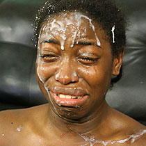 Raven White gets a sticky facial after an extreme face fucking